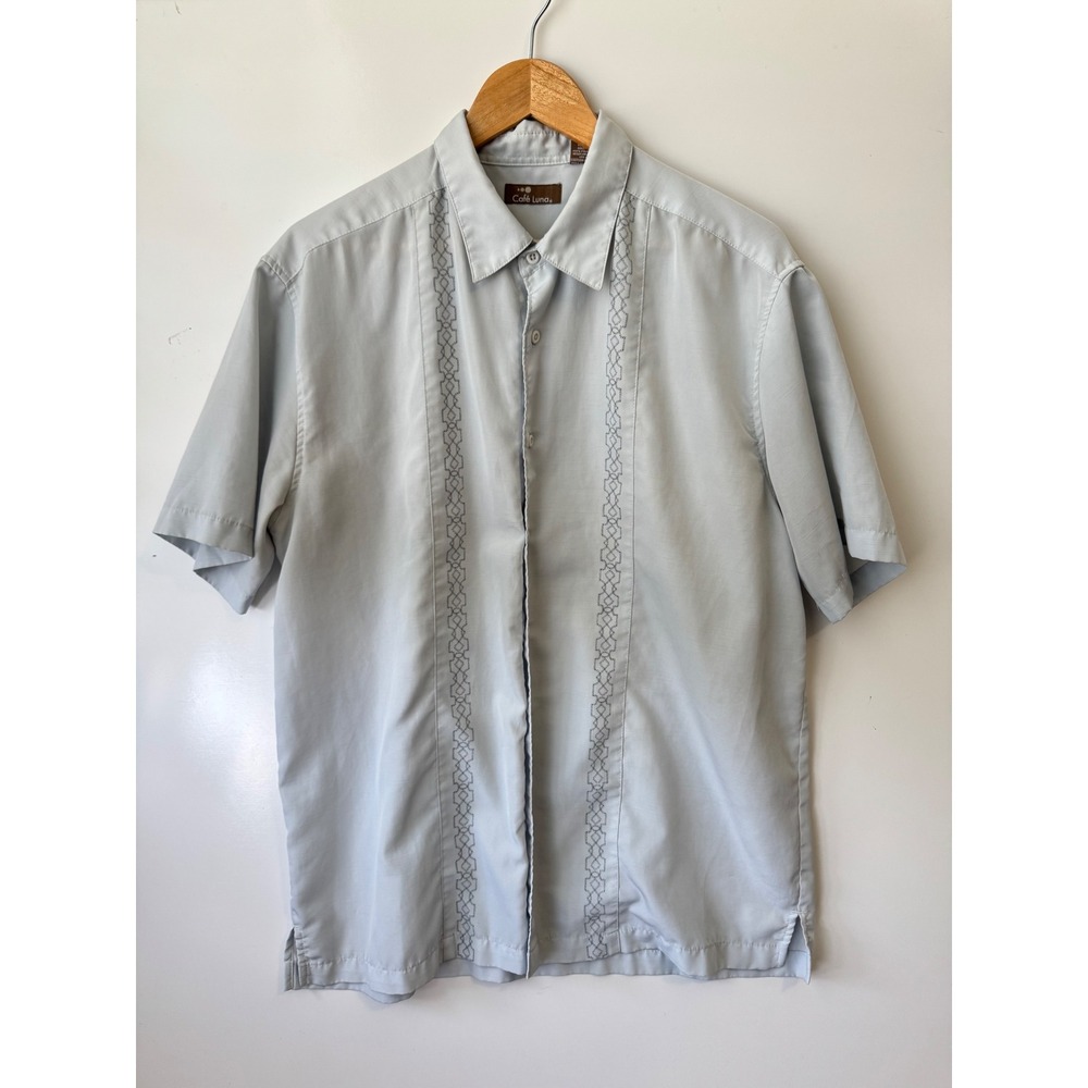Cafe Luna Guayabera Shirt Embroidered Short Sleeve Casual Mens‎ Large